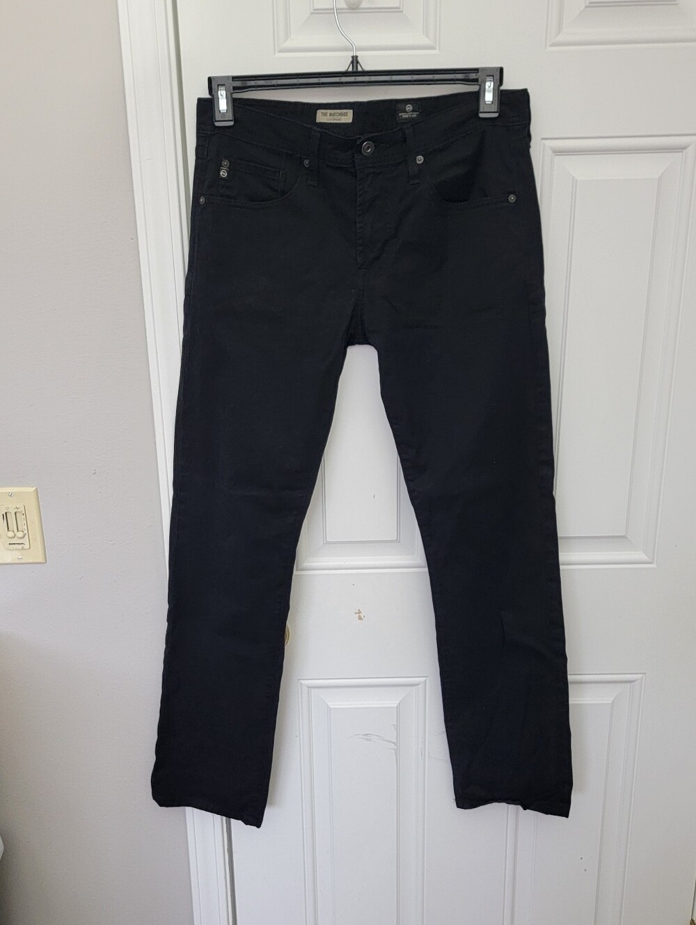 AG Adriano Goldschmied Mens The Matchbox Black Slim Straight Denim Jeans Size 32
